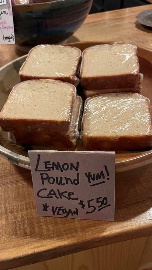Vegan lemon pound cake at Allgood Coffee in Weaverville