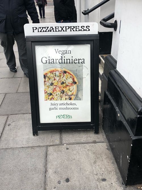 outside, sandwich board  at Pizza Express - Cromwell Rd in South West London