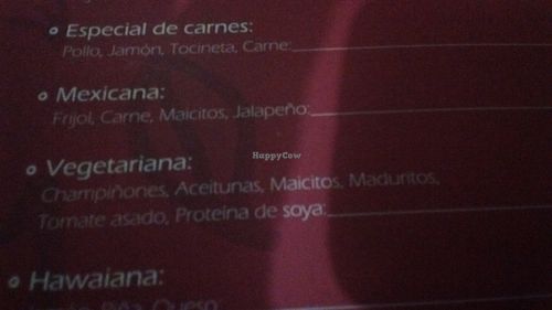 Menu at Frutos Rojos in Jerico