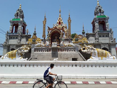 The view from Kunda is Wat Ming, 13th century,  the oldest in Chiang Rai.  at Kunda Vegan Vegetarian in Chiang Rai