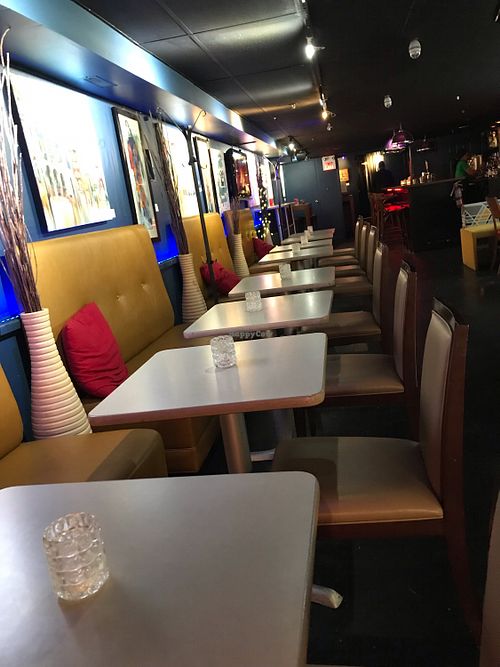 Seating at Selam Vegan Restaurant in Toronto