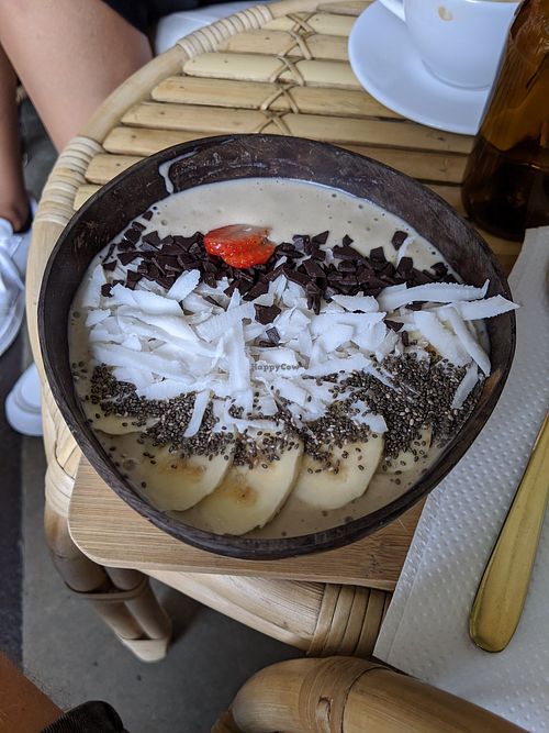 Peanut butter smoothie bowl at Bali Bowl Cafe in Kyiv