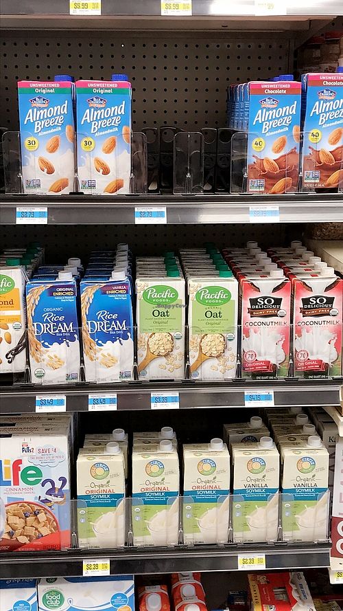a basic selection of plant milks  at Gardiner Market in Gardiner