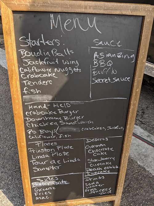 Menu board at Lindiana's Southern Vegan Kitchen - Maybe closed in Houston