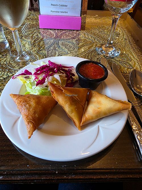 Samosas at Aangan Restaurant in Cupar