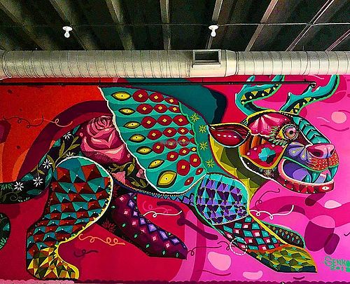 Cool Mural in restaurant - nice Addition to Wynwood at Charly's Vegan Tacos in Miami