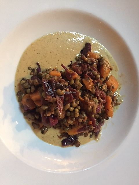 Vegan Curry and mung bean  at Elements in Vancouver