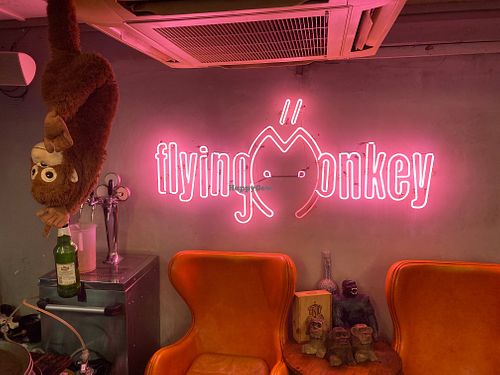 Sign of the flying monkey
 at Flying Monkey in Central Singapore