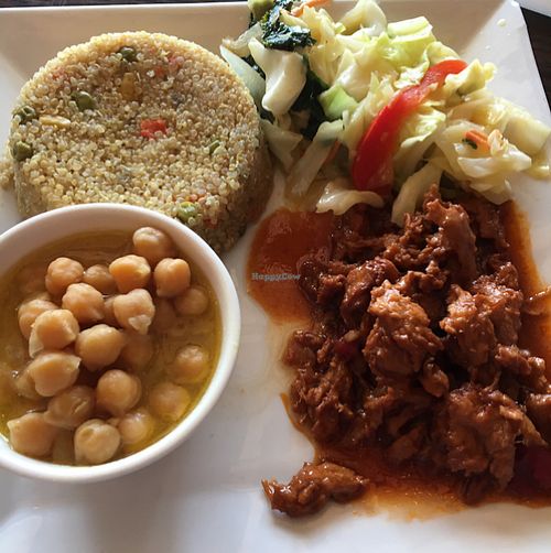 BBQ Ribs with quinoa at Vegetarian Restaurant by Hakin in North Miami Beach