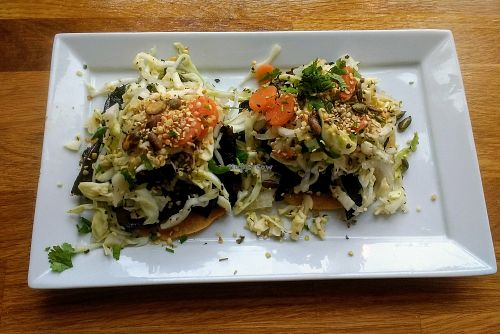 Vegan Mushroom Tostadas at Gringas in Odense