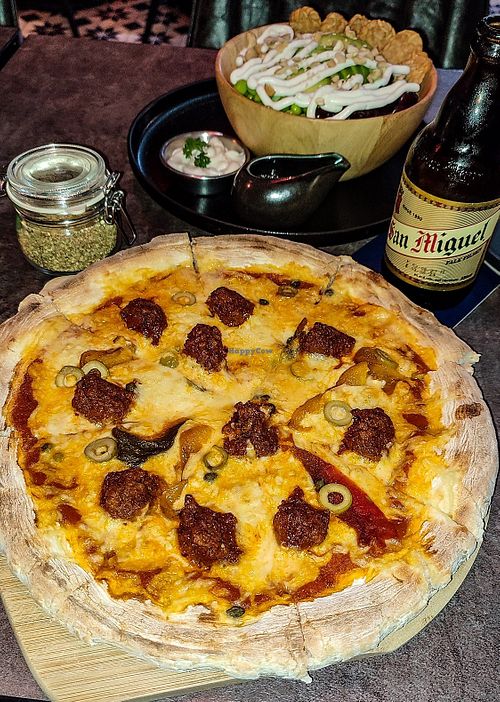 Spicy Meatball Pizza at The Vegan Table in Phuket