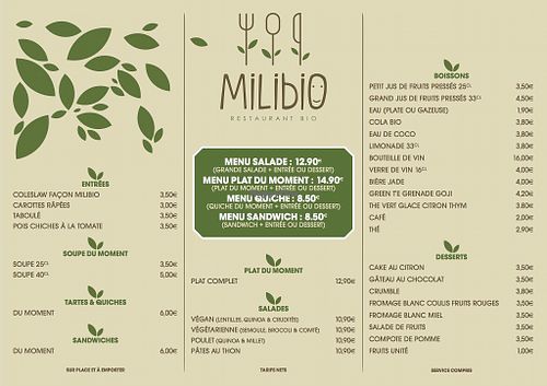 October Menu at MILIBIO in Paris