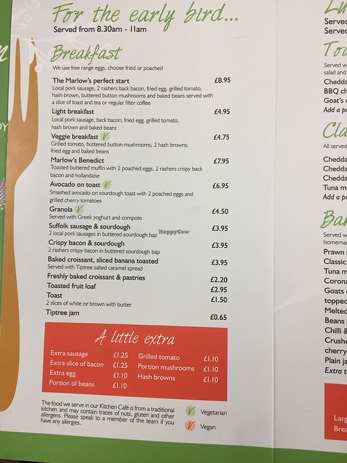 Menu page at The Kitchen in Bury St Edmunds