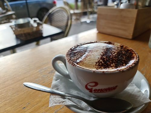 Almond milk cap at Cafe Maldon in Maldon
