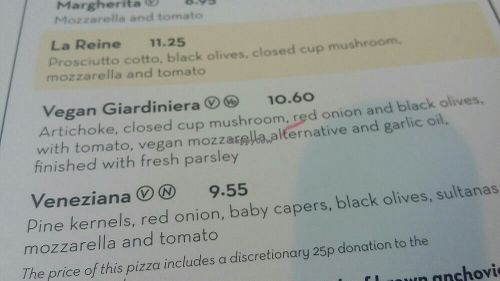 Vegan Giardiniera pizza at Pizza Express in Torquay