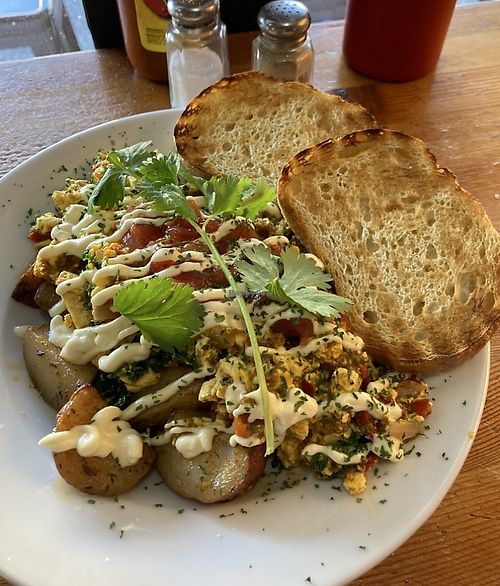 Western scramble with sourdough toast 💜  at Fern Cafe and Bakery in Victoria