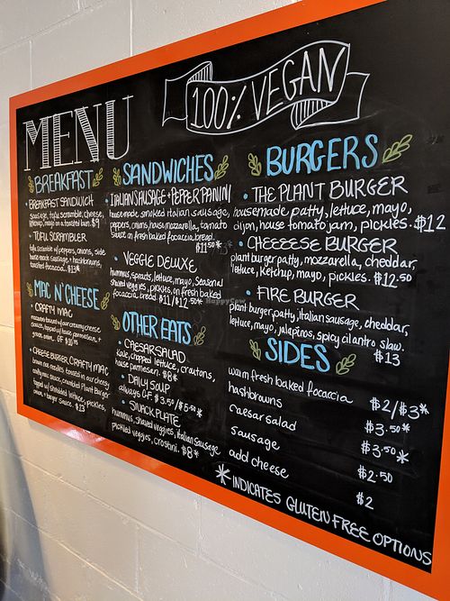 menu at Fern Cafe and Bakery in Victoria