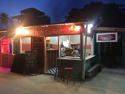 Outside  at Falafel Bar in Caye Caulker