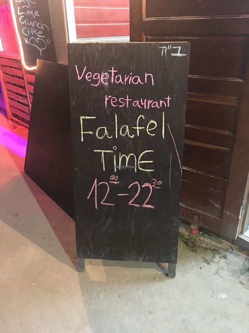 They actually open earlier than noon at Falafel Bar in Caye Caulker