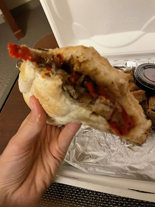 Mushroom philly!  at Irregardless Cafe in Raleigh