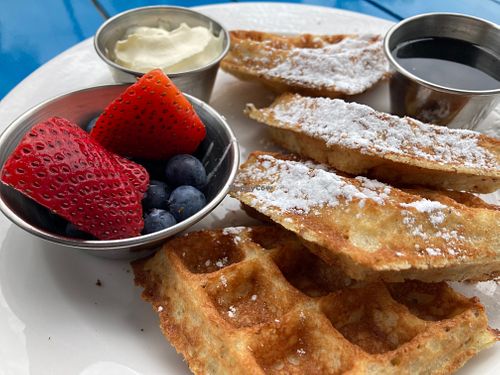 Vegan Belgian waffles at Irregardless Cafe in Raleigh