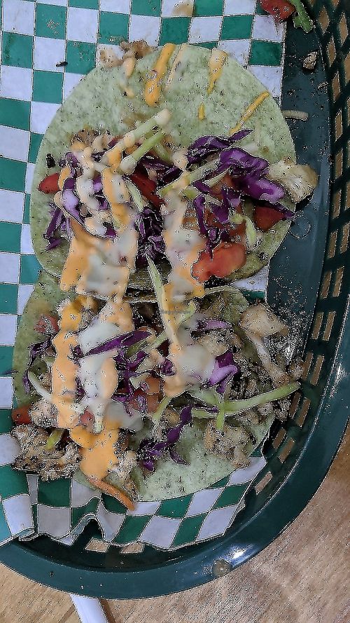 2 of 3 tiny vegan cauliflower tacos. Very good, if you're HUNGRY get 2 orders. at Local Green Atlanta  in Atlanta