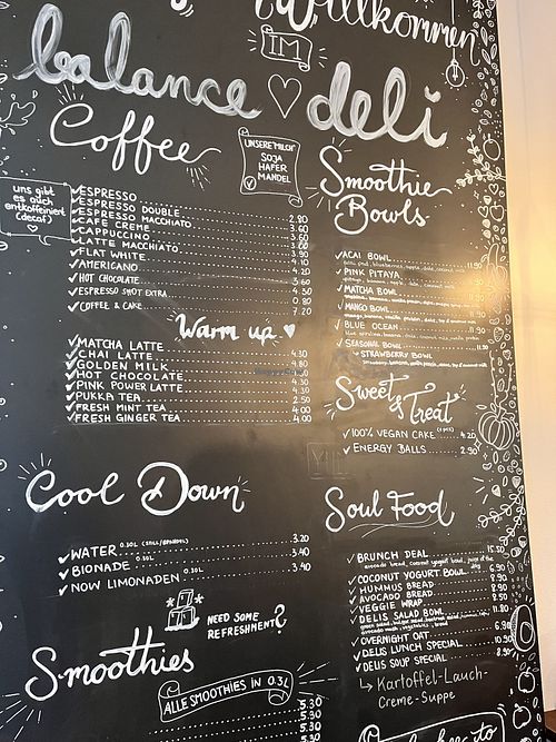 Menu  at Balance Deli in Frankfurt