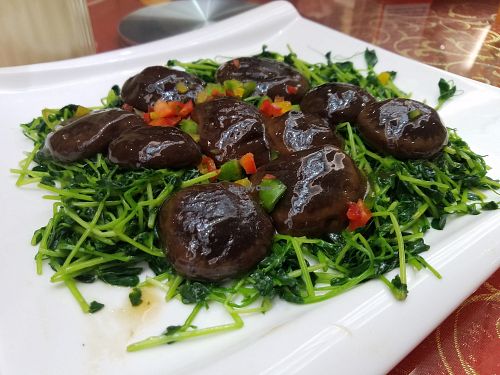 Vegetable dish at Suxin Vegan in Hangzhou