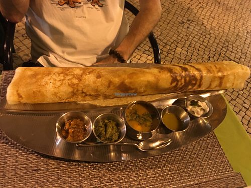 Dosas dish at Veganapati in Lisbon