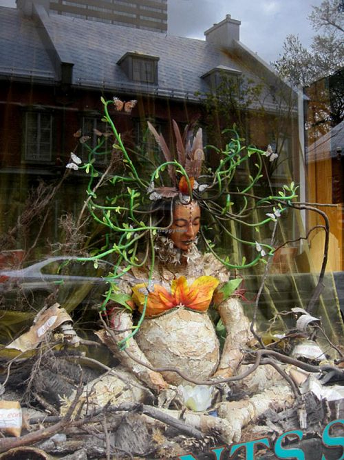 Artistic storefront at La Carotte Joyeuse in Quebec