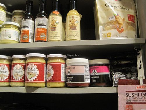 Great ginger selection along with liquid smoke, umeboshi and tamarind paste at La Carotte Joyeuse in Quebec