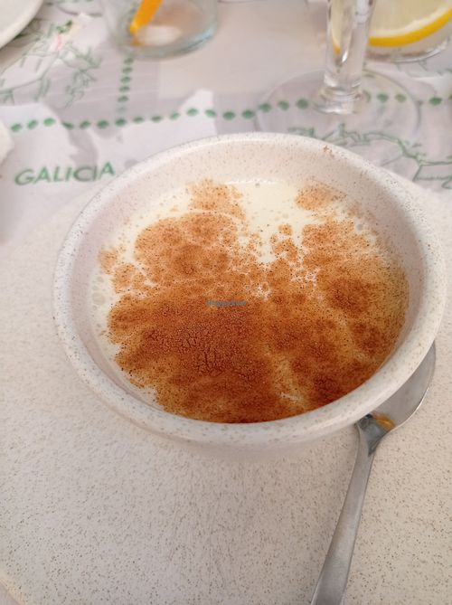Arroz con leche vegano at Abe & Pau Cafe in Portomarin
