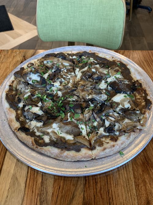 Vegan Mushroom pizza  at Organika Kitchen in New Canaan