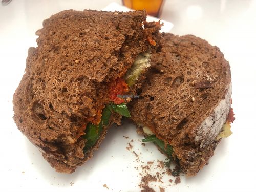 Toasted cashew cheese and veg sandwich at Far East Coffee Co Roastery in Gisborne