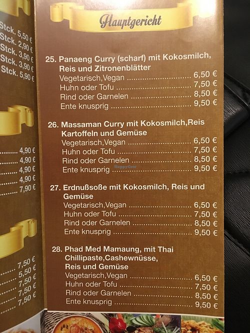 Menu  at Maethai in Augsburg