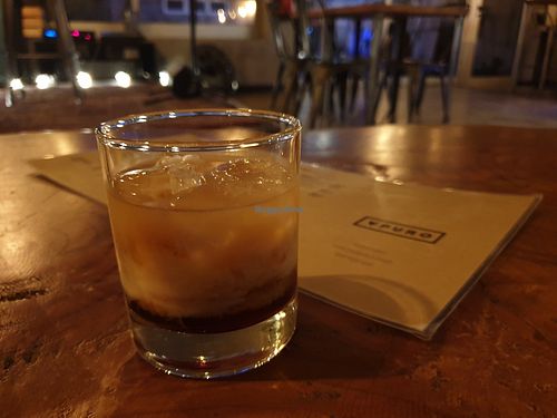 Cocktail with vegan Bailey's at Apuro Vegan Bar in Porto