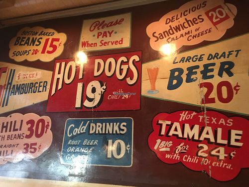 Old style signs at Nickel Diner in Los Angeles