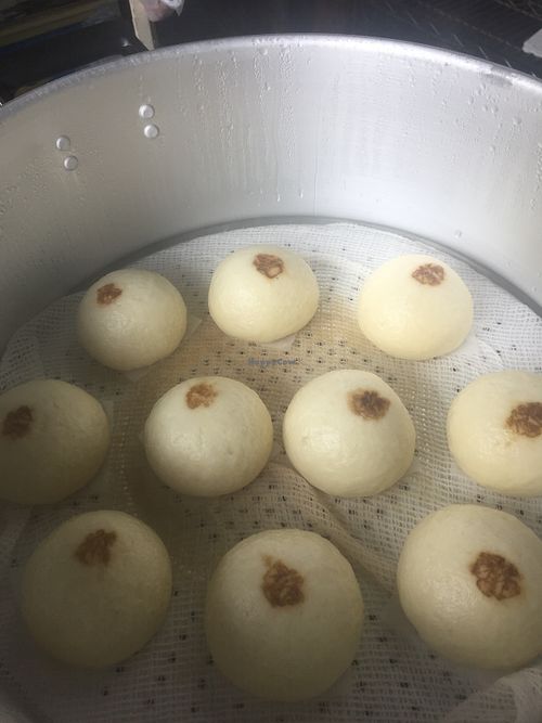 Warm Tofu bun, yummy!! at Tofu Manjyu Okutan Kiyomizu in Kyoto