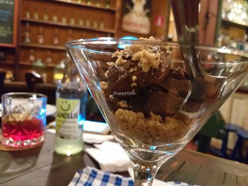 Vegan Brigadeiro (traditional brazilian chocolate dessert) with peanut crumble at Glória Bistrô in Ouro Preto