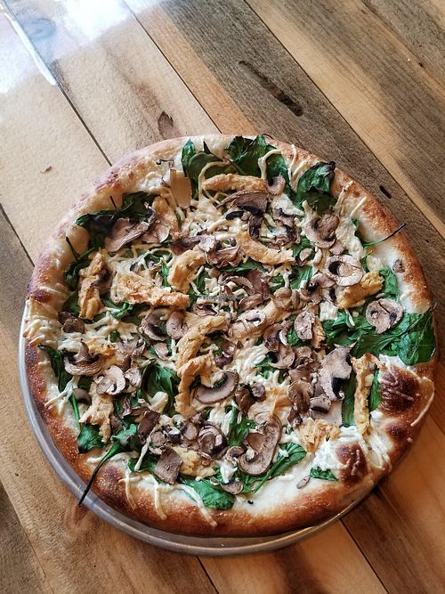 Vegan Chicken Florentine Pizza at 48 North Pizzeria in Portland