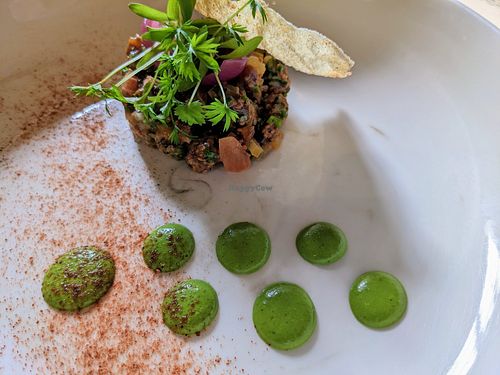 Course 1 - Vegan ceviche of tempeh at L'Orygine in Quebec