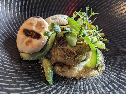Course 2 - Celeriac with homemade pita at L'Orygine in Quebec
