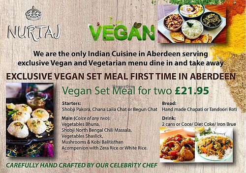 Vegan set meal at Nurtaj in Aberdeen