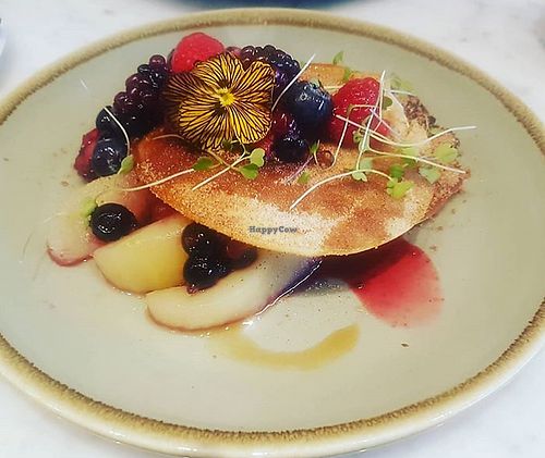 Berry and apple vegan pancakes at Grön Kafé in Leeds