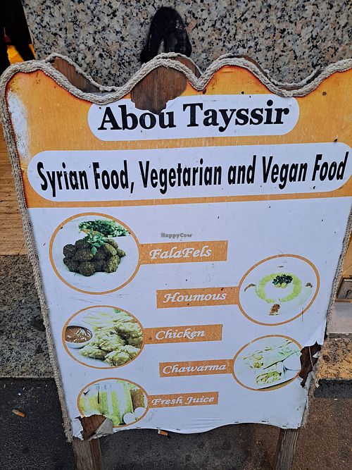 Signage at Abou Tayssir in Tangier
