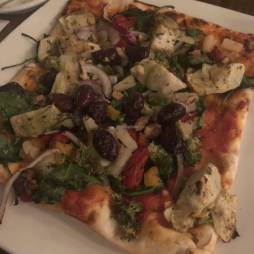 The vegan pizza (with pineapple extra) at La Pizzateria in Mont-tremblant