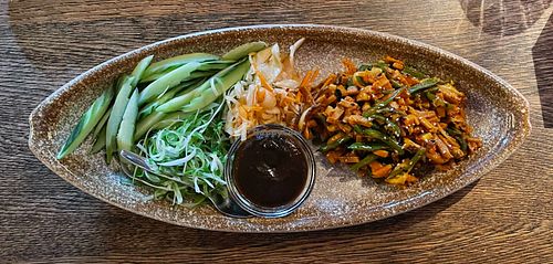 Roasted 'duck' pancakes (vegan) at Südøst Asian Crossover in Oslo