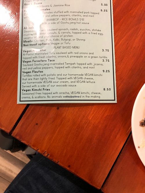 plant based menu at Forastero in Chicago