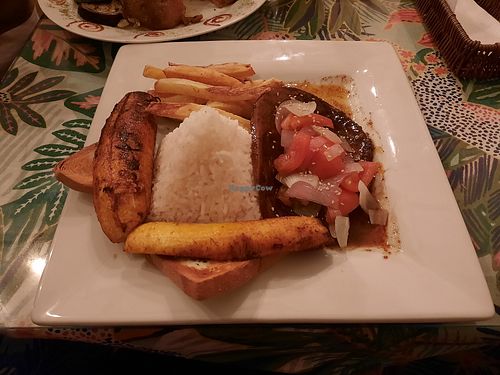 Bistec a lo pobre at Prana Vegan in Arequipa