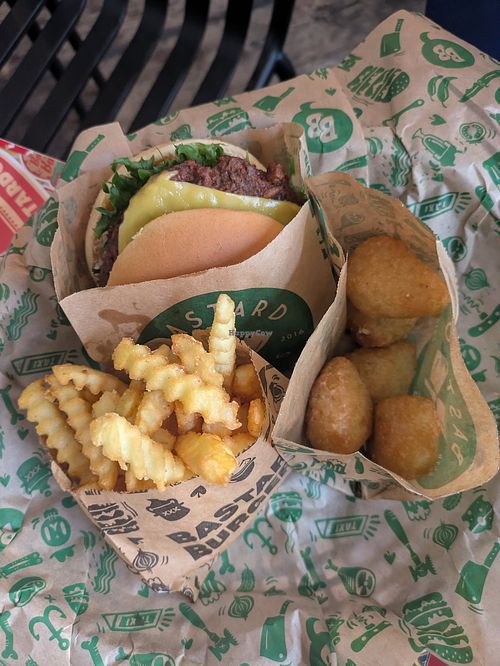 Fries, poppers, burger at Bastard Burgers in Uppsala